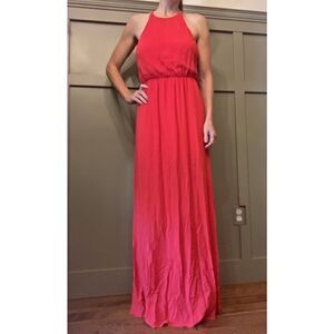 BELLA Luxe Los Angeles Red Maxi Dress Keyhole Back Size Small